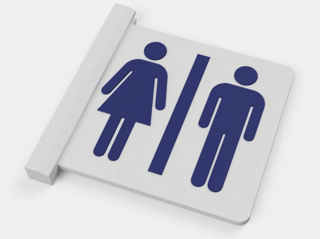 Bathroom Sign 1 — 3D printed by Moon Studio 3D
